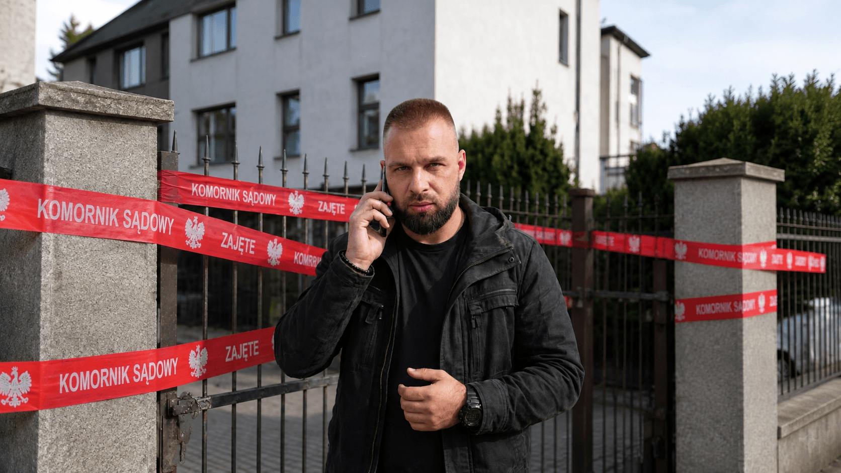 Komornik podczas rozmowy telefonicznej